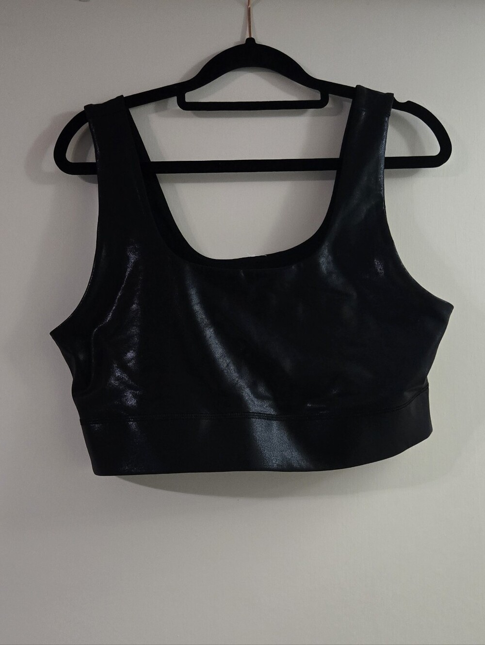 Fabletics Black Faux Leather Sports Bra
